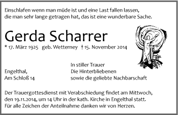 Traueranzeige von Gerda Scharrer von Hersbrucker Zeitung